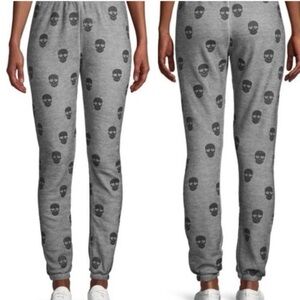 Wildfox Heart Eye One of a Kind Skull Gray Sweatpants